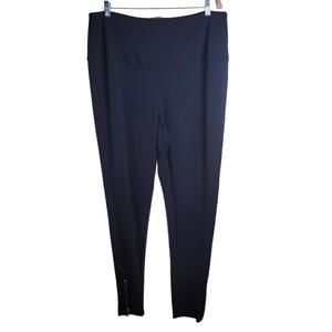 Iman Black Pointe Leggings Gold Zipper Hem Pant Women Size 2X